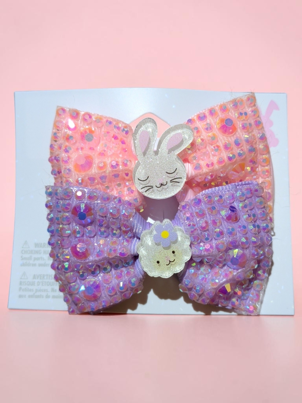 Claire's Pink and Lavender Sequin Bow Hair Clips with Charms